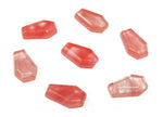 Cherry Quartz coffin-shaped crystal cabochon with intricate carving, 30mm gemstone from GemstoneGO.