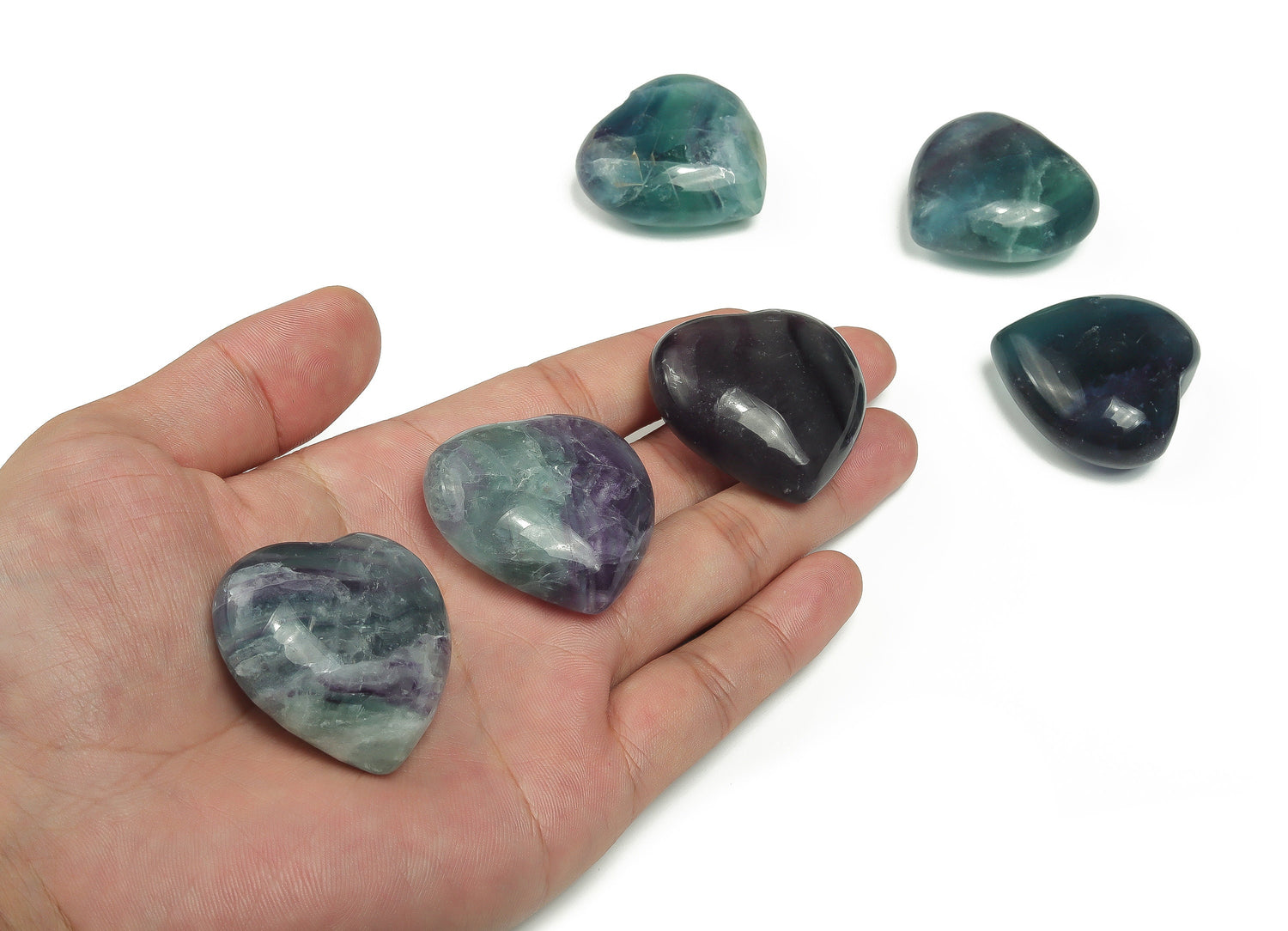 Fluorite Heart Gemstone - 40mm - HE1239