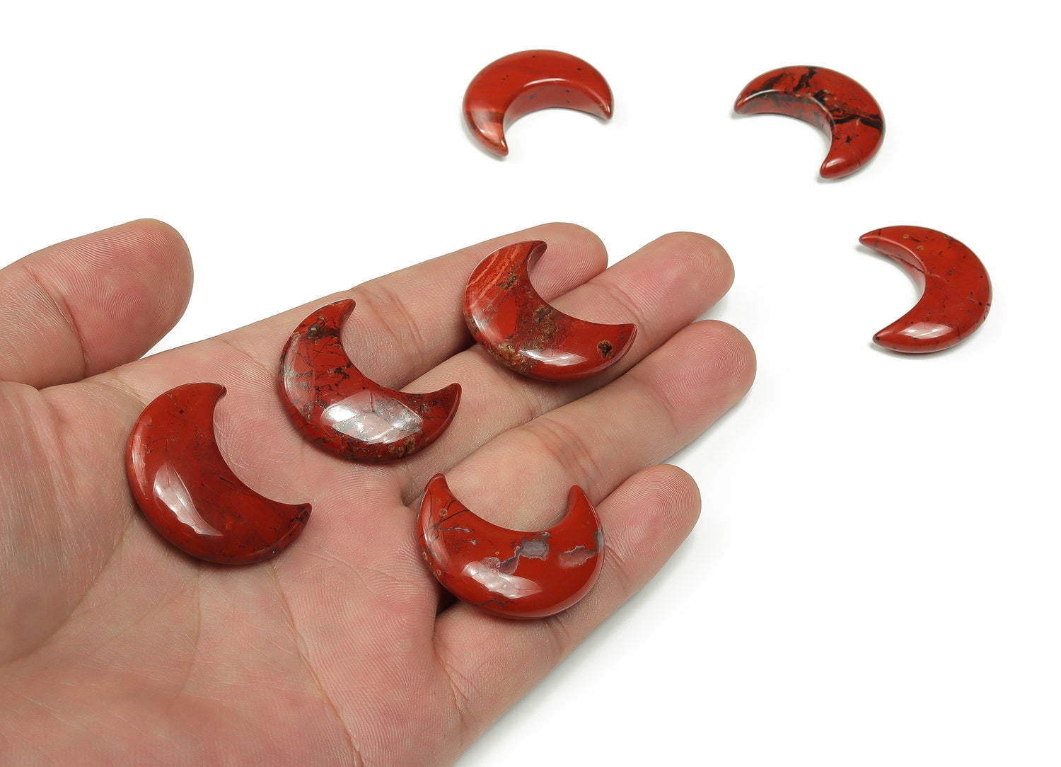 Red Jasper Gemstone Moon - 30mm - MO1038
