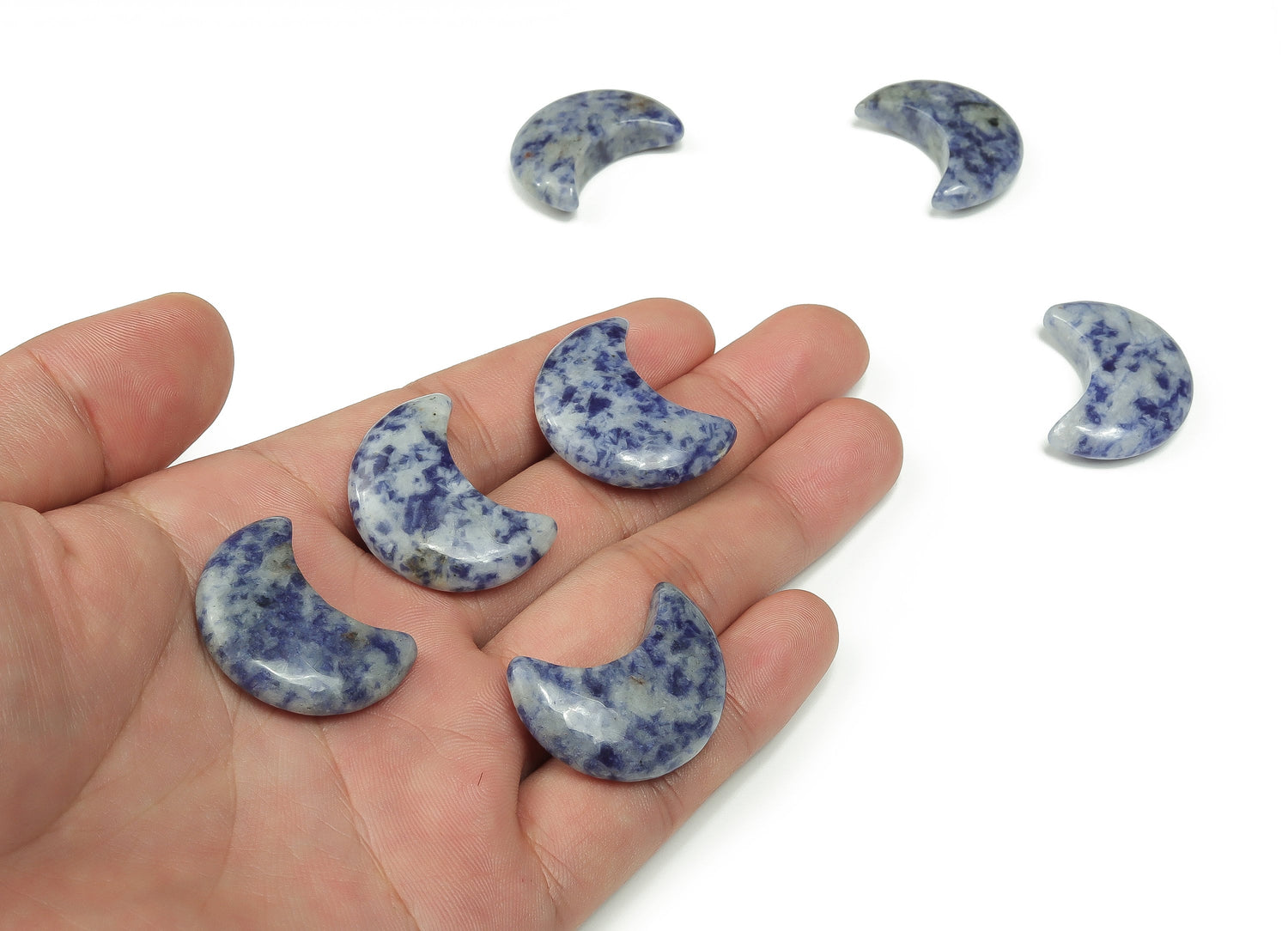 Blue Spot Jasper Gemstone Moon - 30mm - MO1040