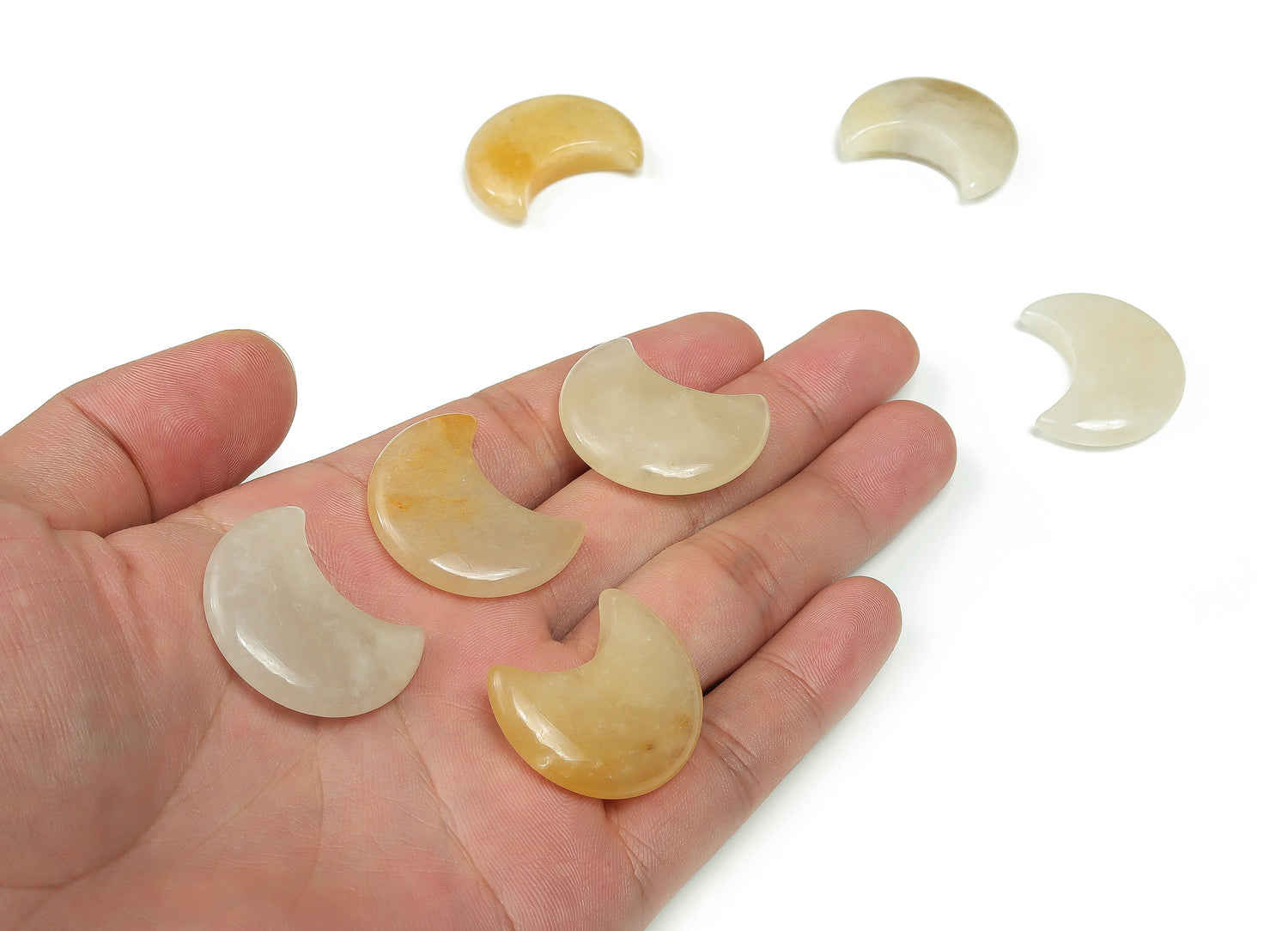 Yellow Jade Gemstone Moon - 30mm - MO1042