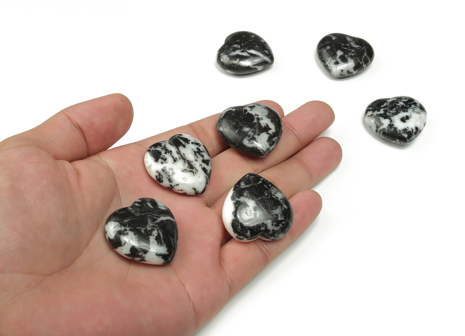 Zebra Calcite Heart Gemstone - 30mm - HE1187