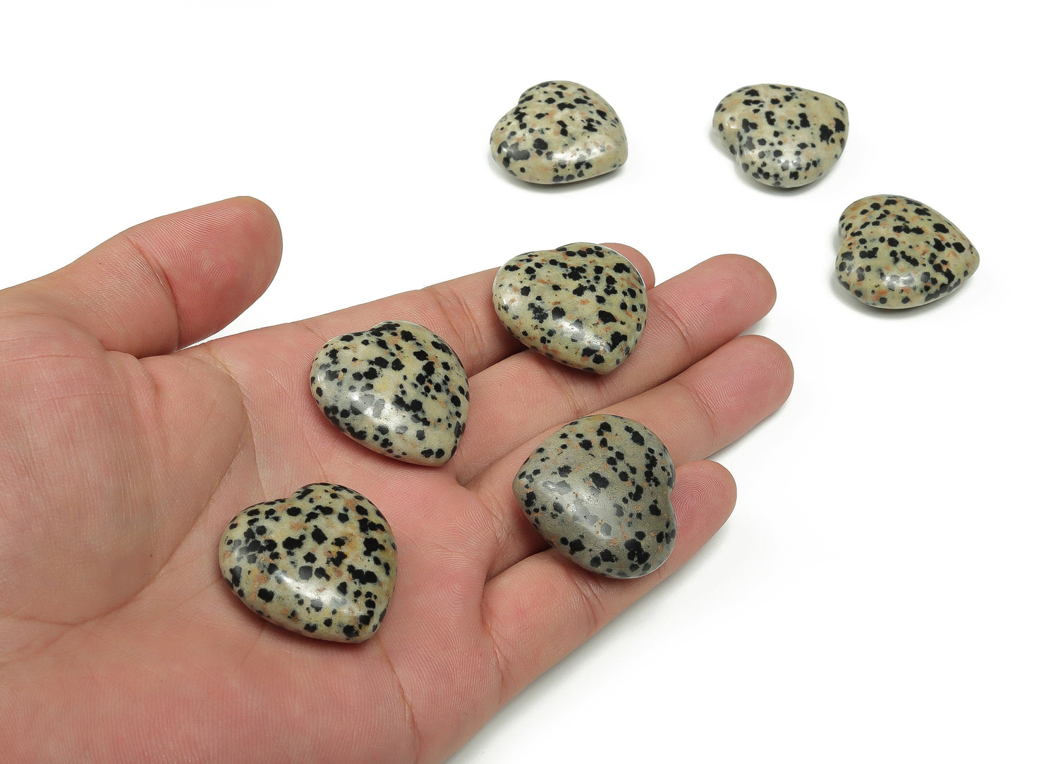 Dalmatian Jasper Heart Gemstone - 30mm - HE1185