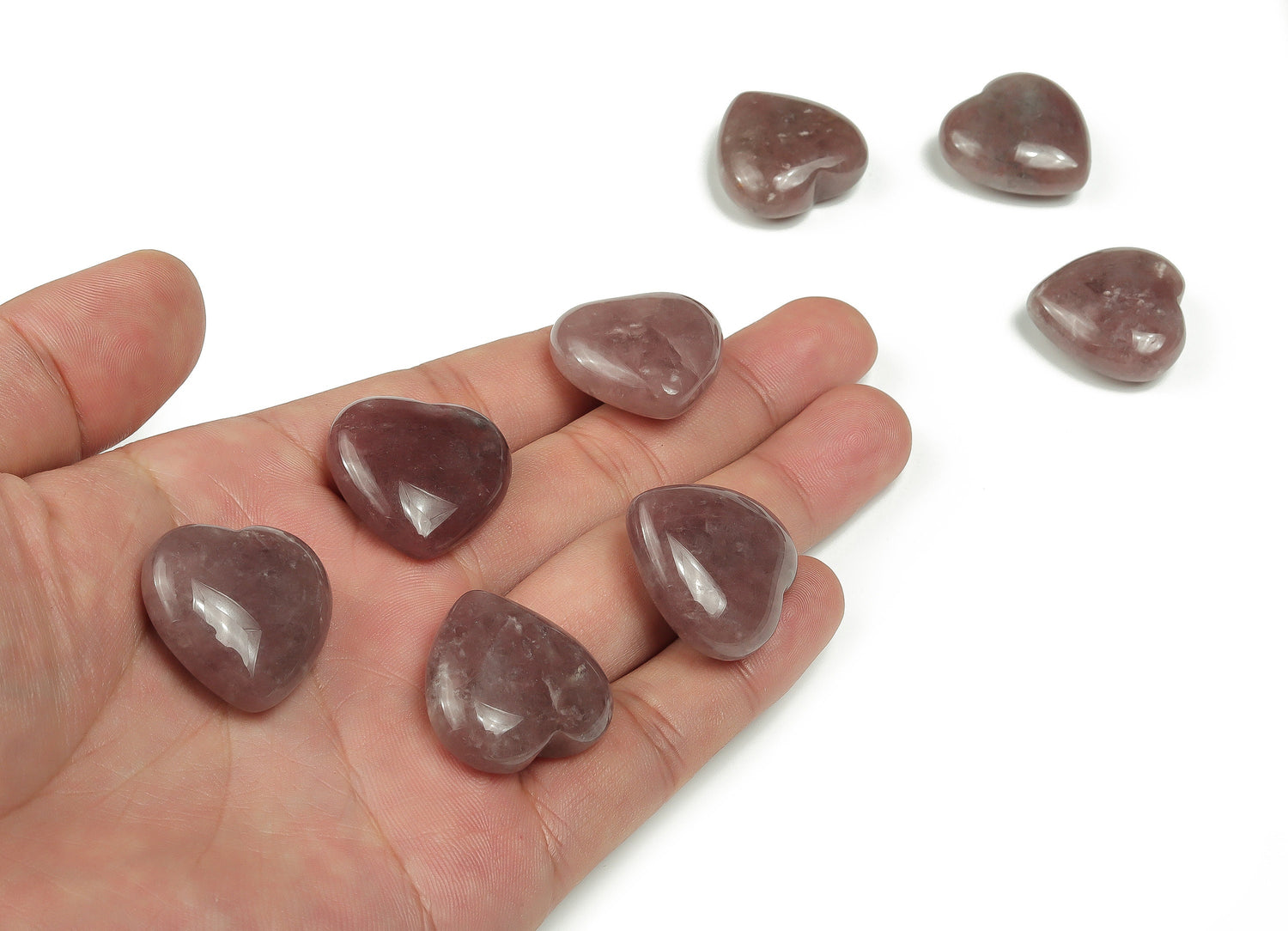Strawberry Quartz Heart Gemstone - 25mm - HE1133