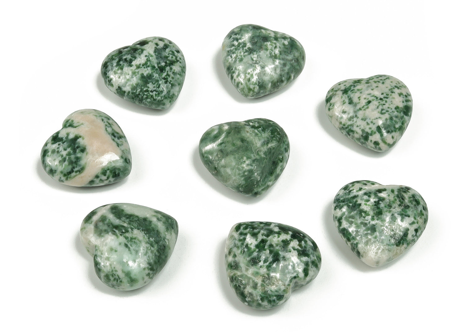 Gema Corazón de Jade Punto Verde - Jade de Qinghai - 25mm - HE1119