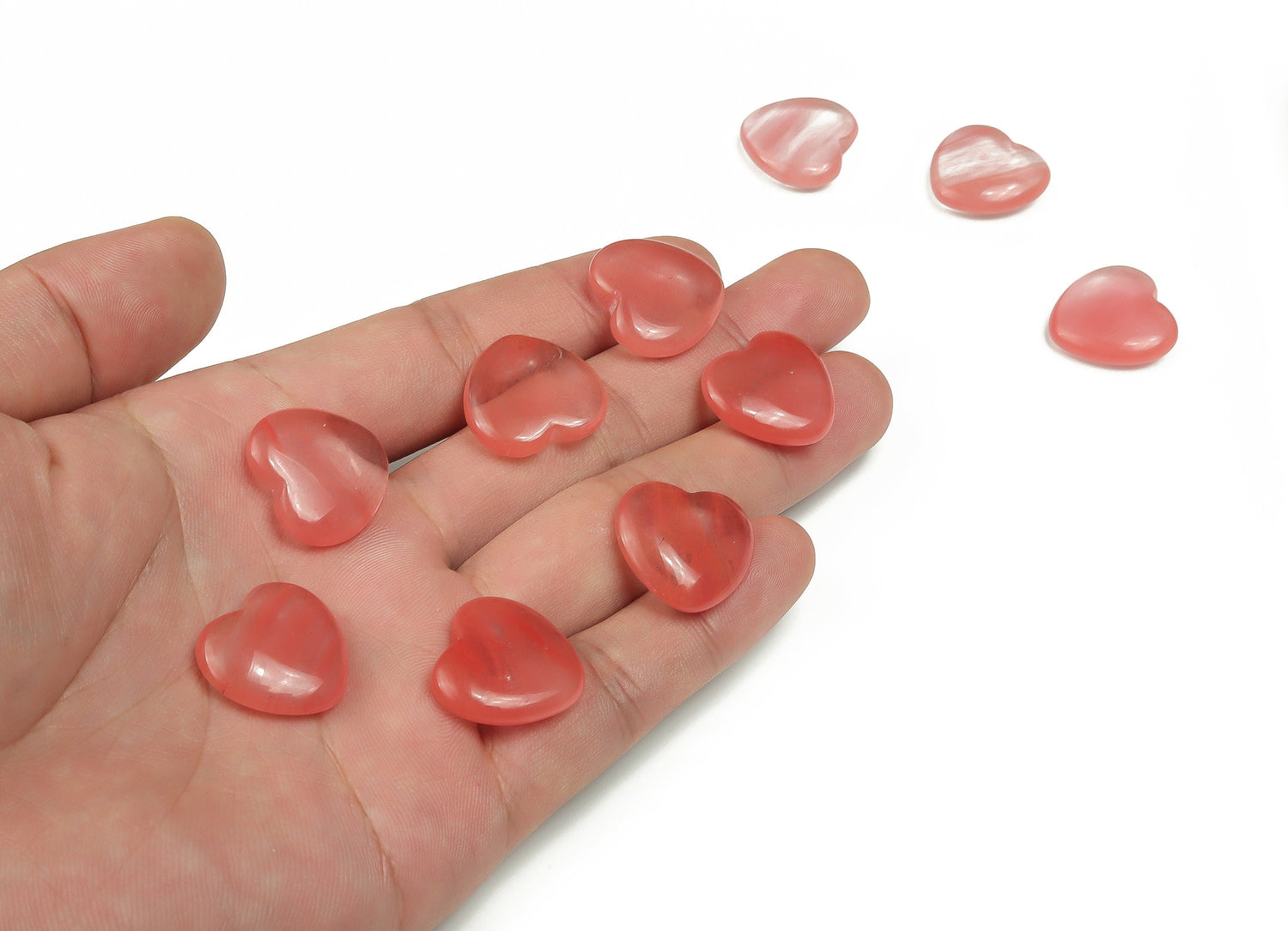 Gema de Cuarzo Cereza con Forma de Corazón - 20x20x6mm - HE1065