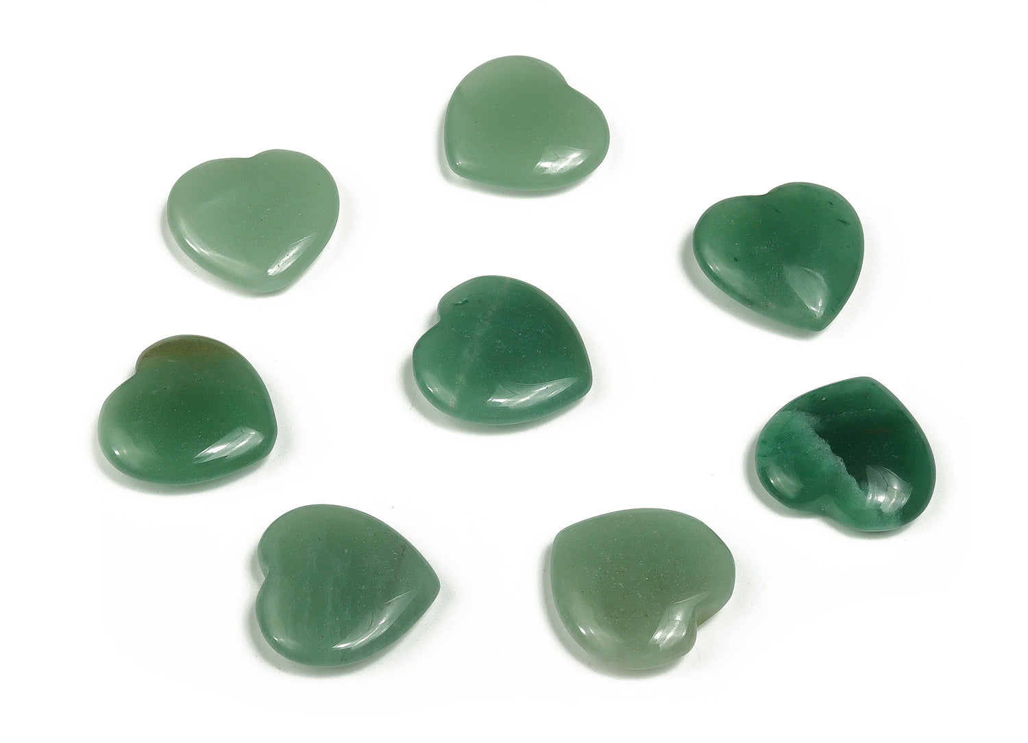 Aventurine heart-shaped gemstone pendant, 20x20x6mm, with vibrant green color and smooth polished surface, from GemstoneGO.