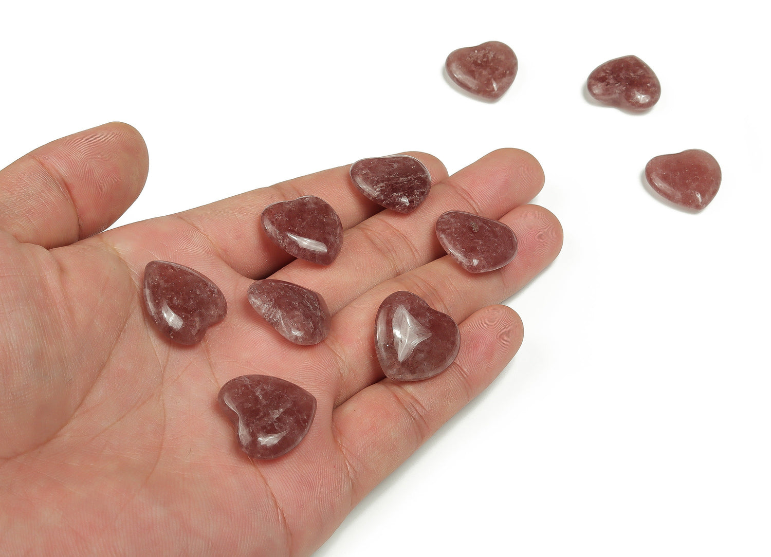 Strawberry Quartz Heart Gemstone - 20x20x6mm - HE1074