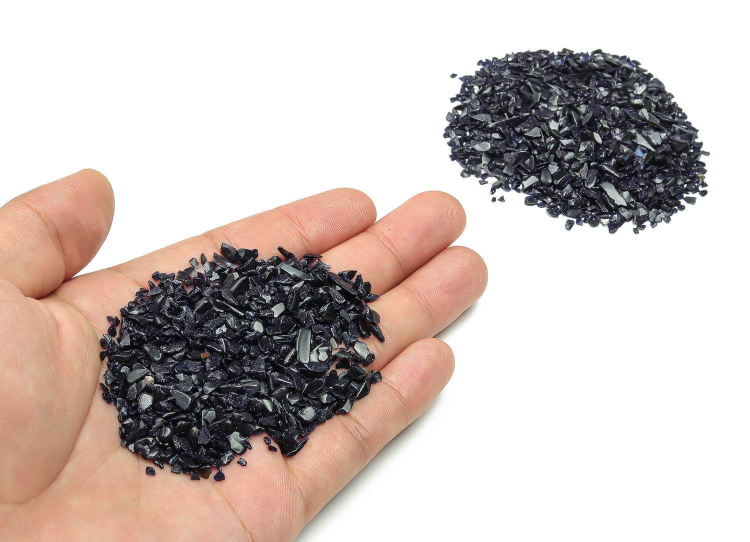 Chips de cristal de Goldstone azul - Piedra semipulida - A granel - 2-6 mm - CP1142