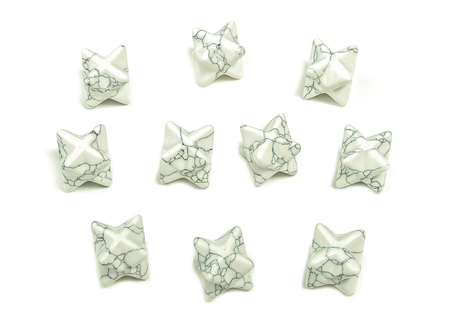 Howlite Merkaba - Cristal Merkaba Étoile - Pierre de chakra sacrée pour la guérison énergétique - Cristal étoile 1,3 cm ME1005