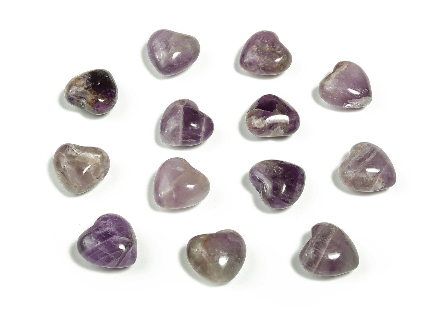 Amethyst Heart Gemstone - Puffy Heart Shaped - 15x15x9mm - HE1003