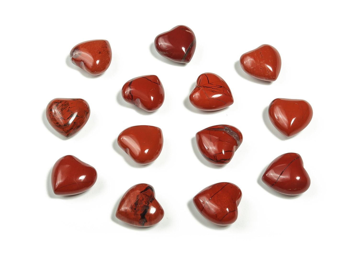 Red Jasper Heart Gemstone - Puffy Heart Shaped - 15x15x9mm - HE1006