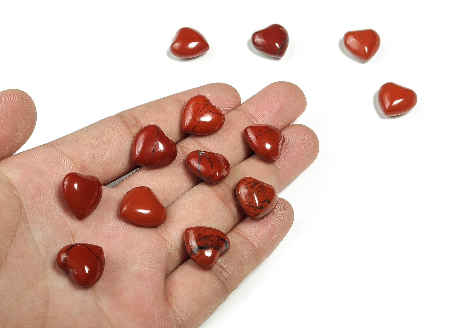 Red Jasper Heart Gemstone - Puffy Heart Shaped - 15x15x9mm - HE1006