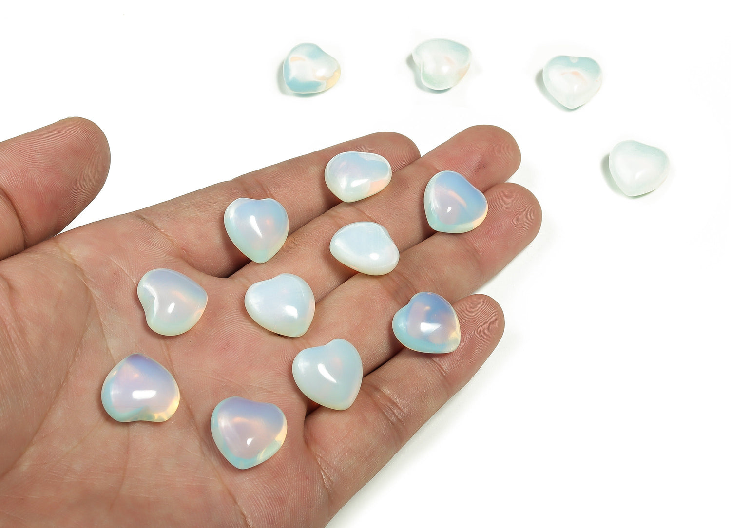 Opalite Heart Gemstone - Puffy Heart Shaped - 15x15x9mm - HE1009