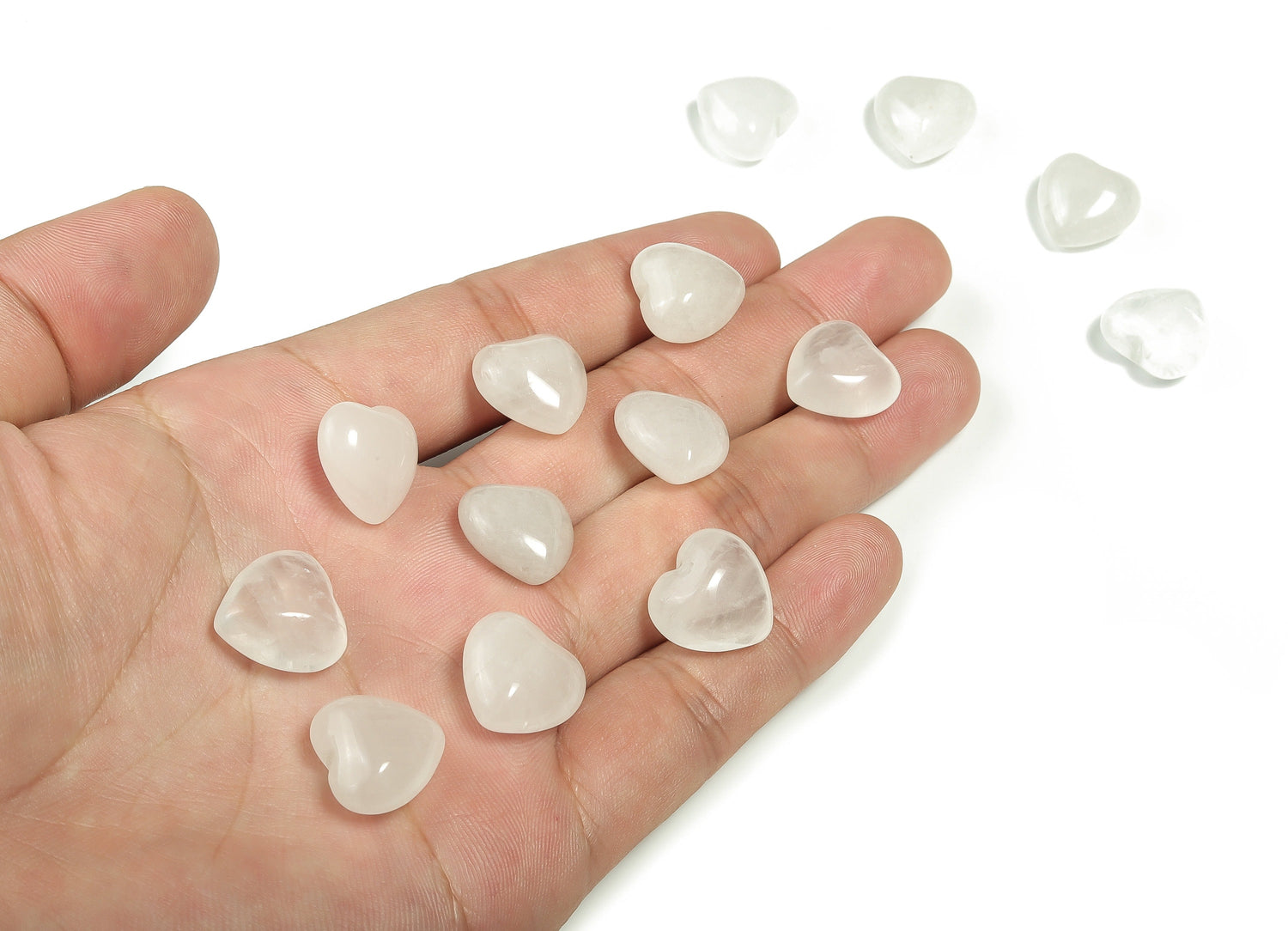 Clear Quartz Heart Gemstone - Puffy Heart Shaped - 15x15x9mm - HE1010