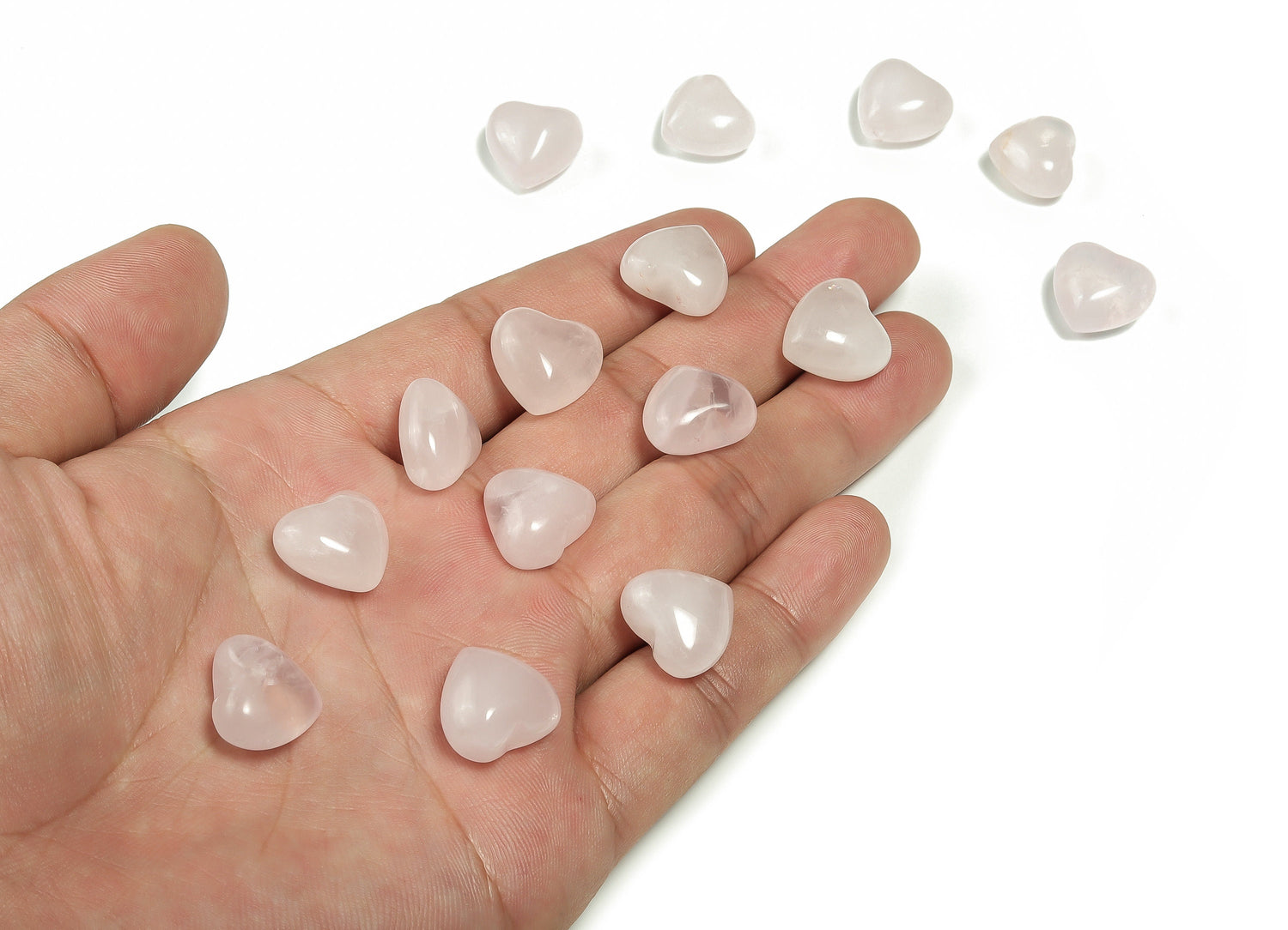 Rose Quartz Heart Gemstone - Puffy Heart Shaped - 15x15x9mm - HE1013