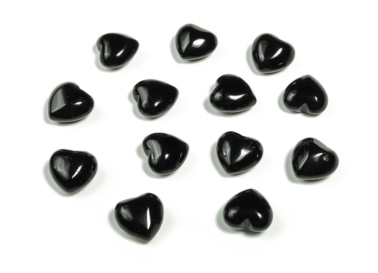 Gema de Corazón de Obsidiana - Obsidiana Negra en Corazón - Forma de Corazón Hinchado - 15x15x9mm - HE1015