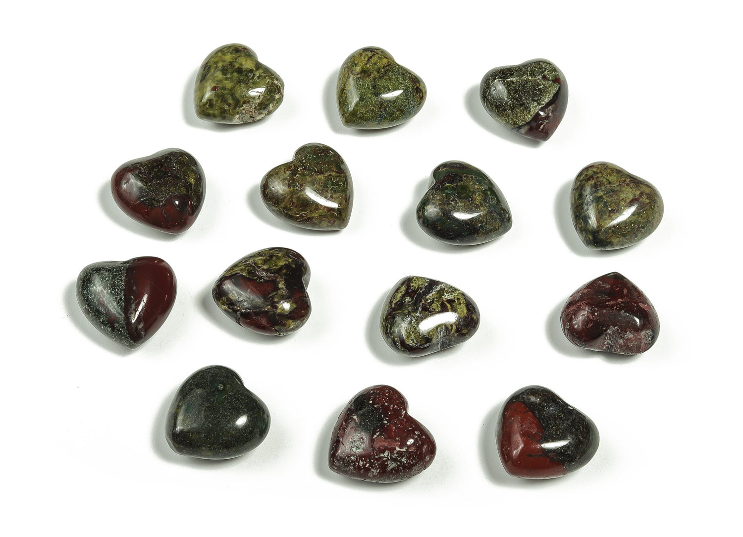Jaspe de sangre de dragón en forma de corazón - Corazón hinchado - 15x15x9mm - HE1018