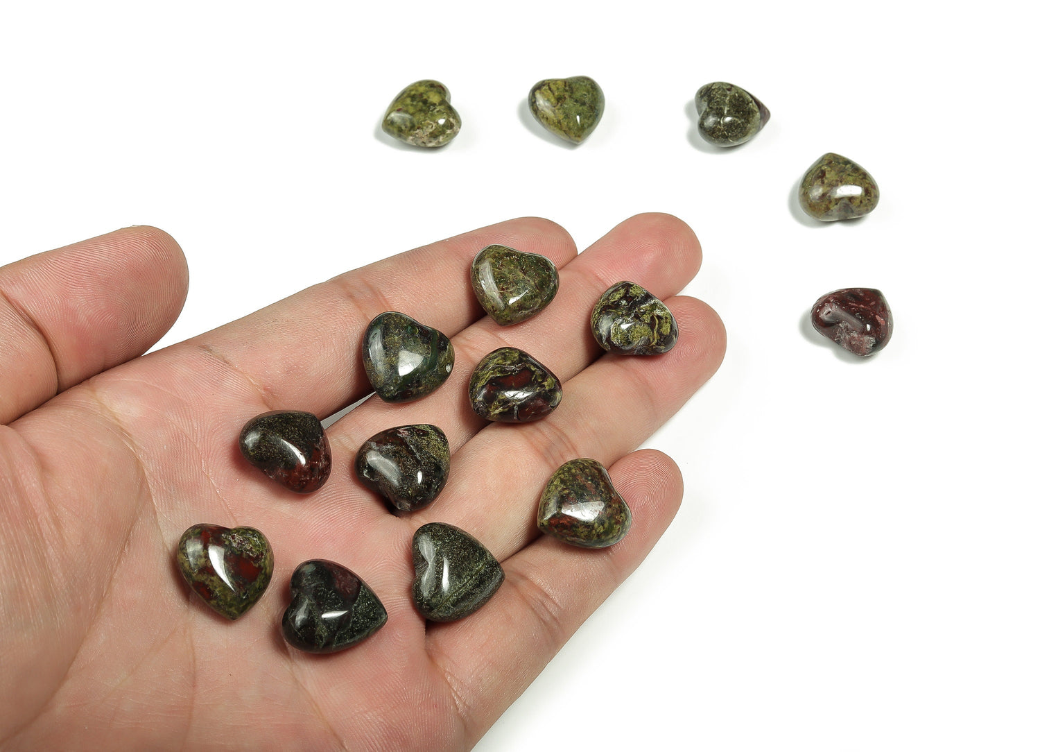 Jaspe de sangre de dragón en forma de corazón - Corazón hinchado - 15x15x9mm - HE1018