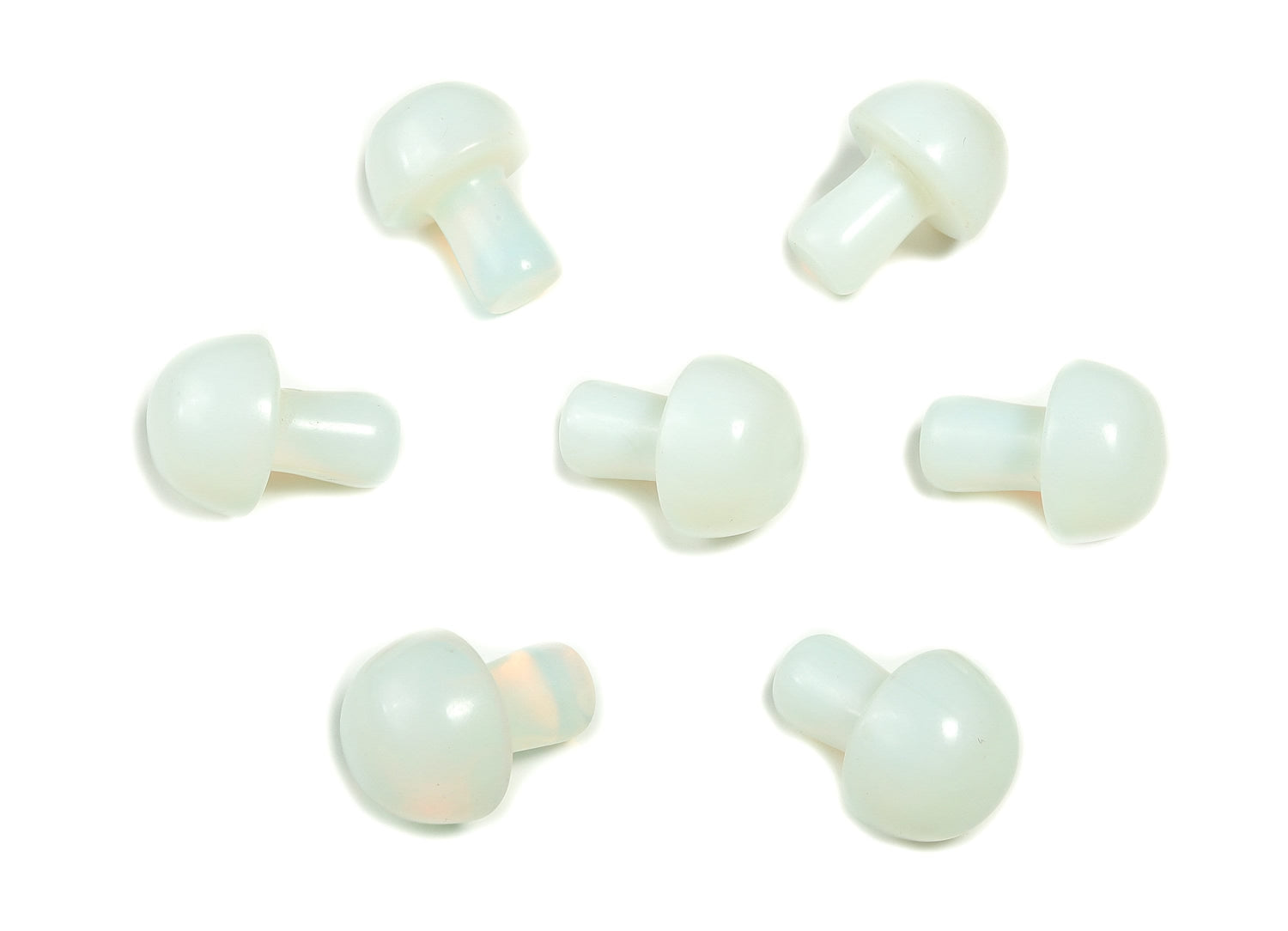 Opalite mushroom carved gemstone, 20mm, with smooth polished surface and detailed mushroom shape from GemstoneGO.