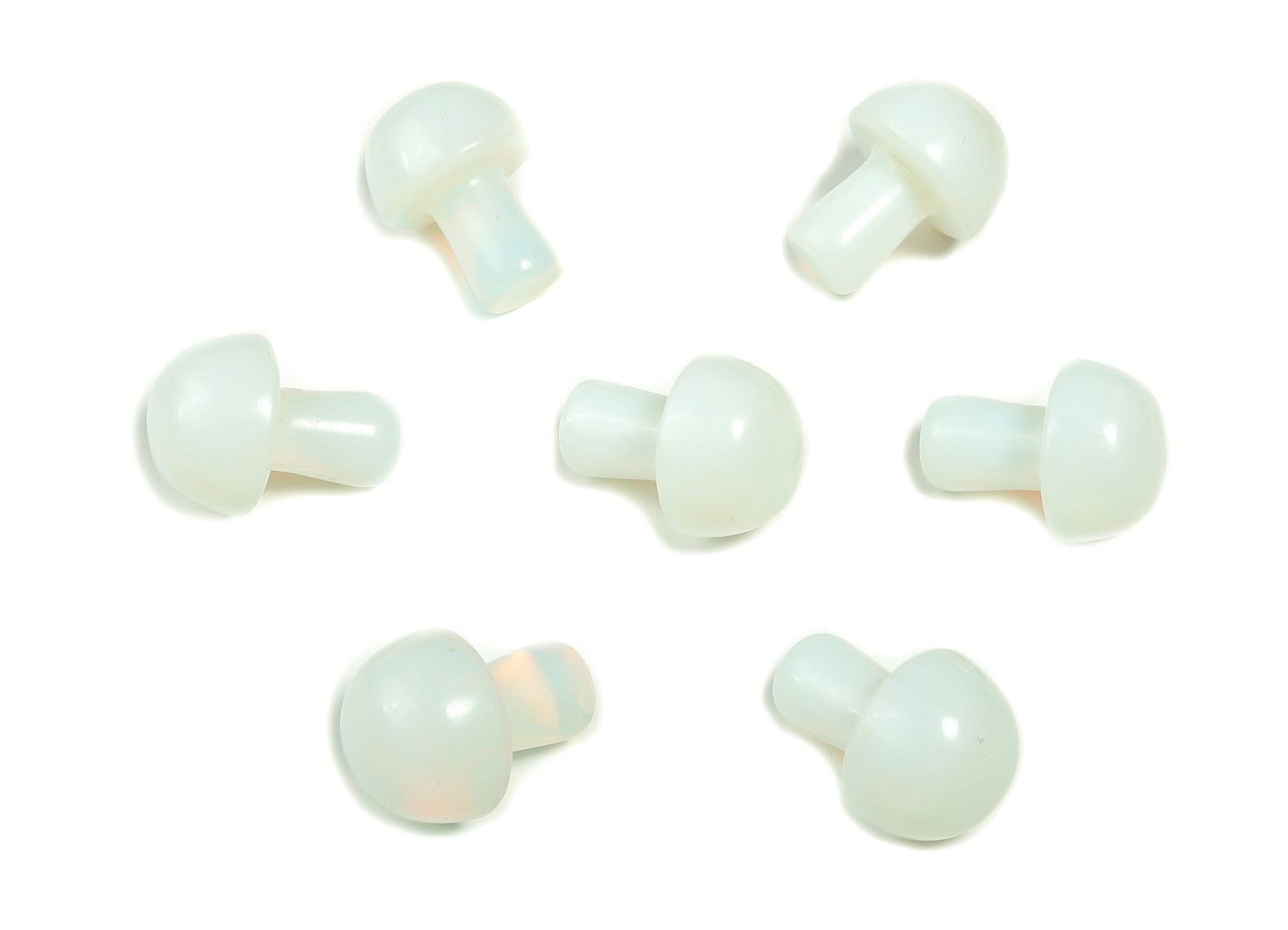 Opalite mushroom carved gemstone, 20mm, with smooth polished surface and detailed mushroom shape from GemstoneGO.