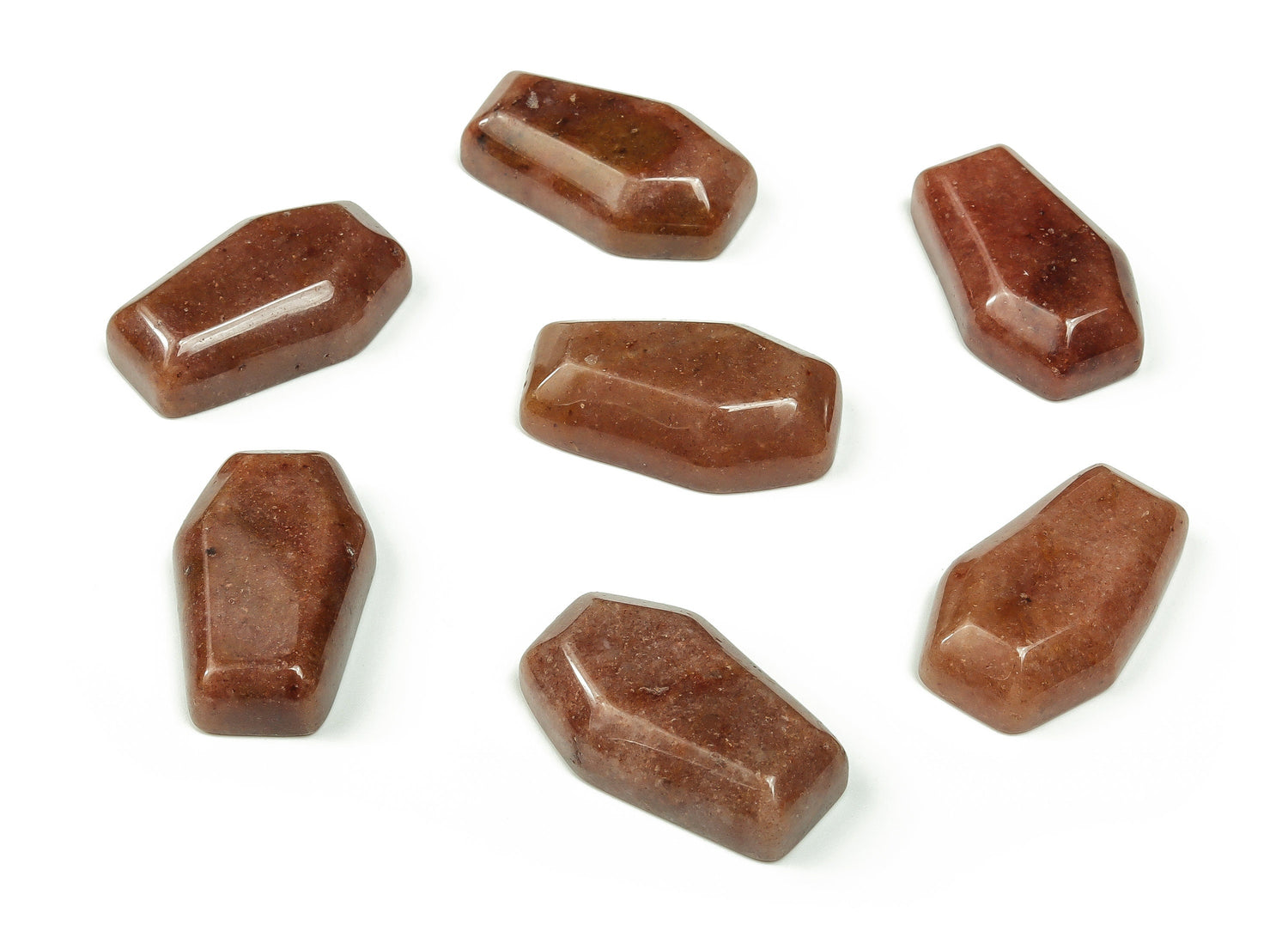 Purple aventurine coffin-shaped crystal cabochon, gemstone carving measuring 30mm, from GemstoneGO.