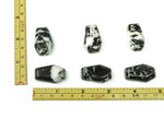 Zebra Calcite Coffin Crystal cabochon, 30mm, gemstone carving with distinctive black and white zebra stripe pattern, from GemstoneGO.