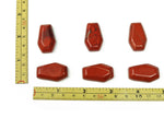 Red Jasper coffin-shaped crystal cabochon, 30mm gemstone carving by GemstoneGO, showcasing polished red jasper stone with smooth surfaces.