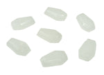 Clear quartz coffin-shaped cabochon gemstone with detailed carving, measuring 30mm, from GemstoneGO.