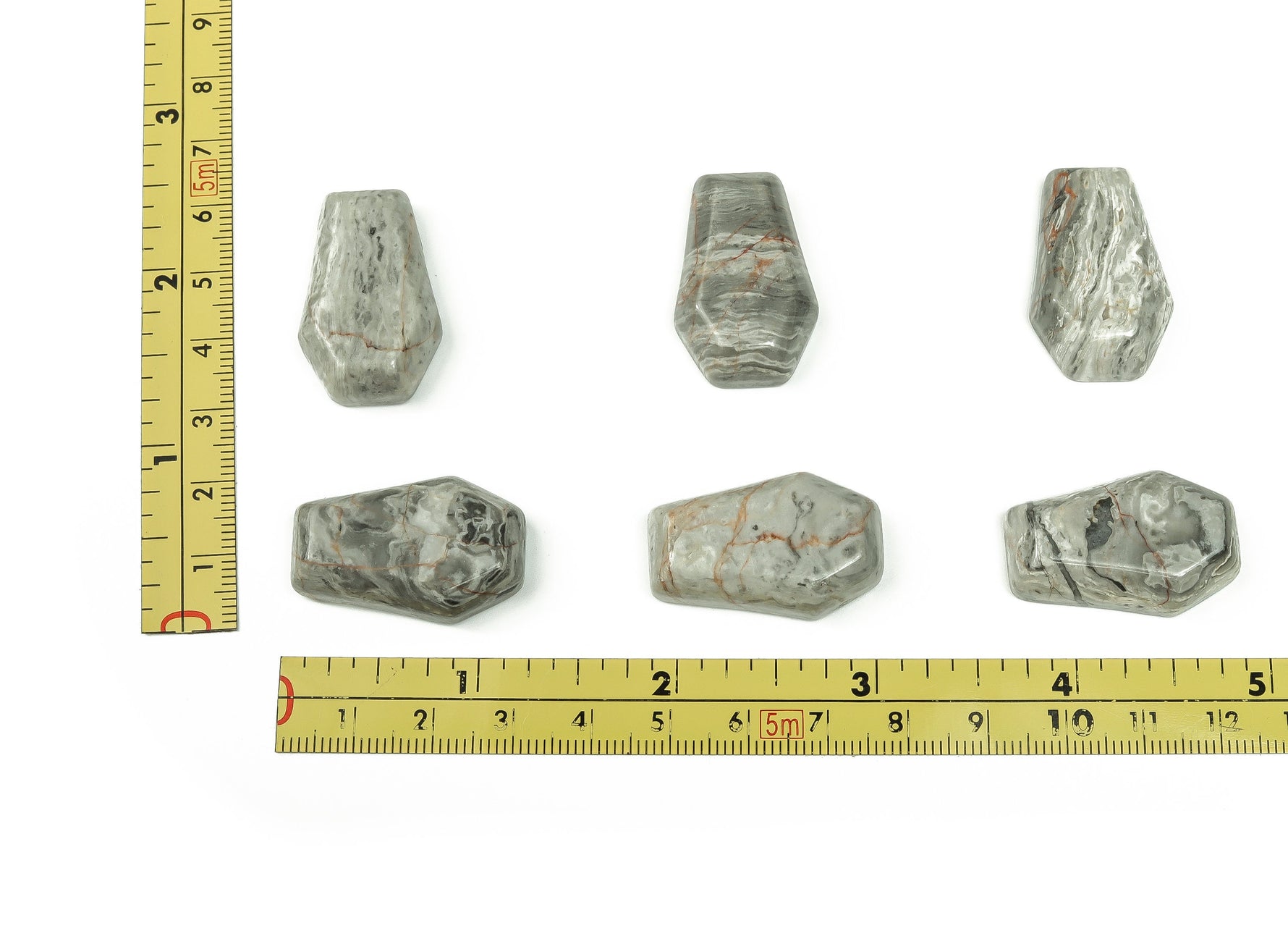 Picasso Jasper Coffin Crystal cabochon, 30mm gemstone carving by GemstoneGO, showcasing intricate natural stone patterns and smooth shape.