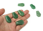 A 30mm aventurine coffin-shaped crystal cabochon with polished surface, gemstone carving by GemstoneGO.