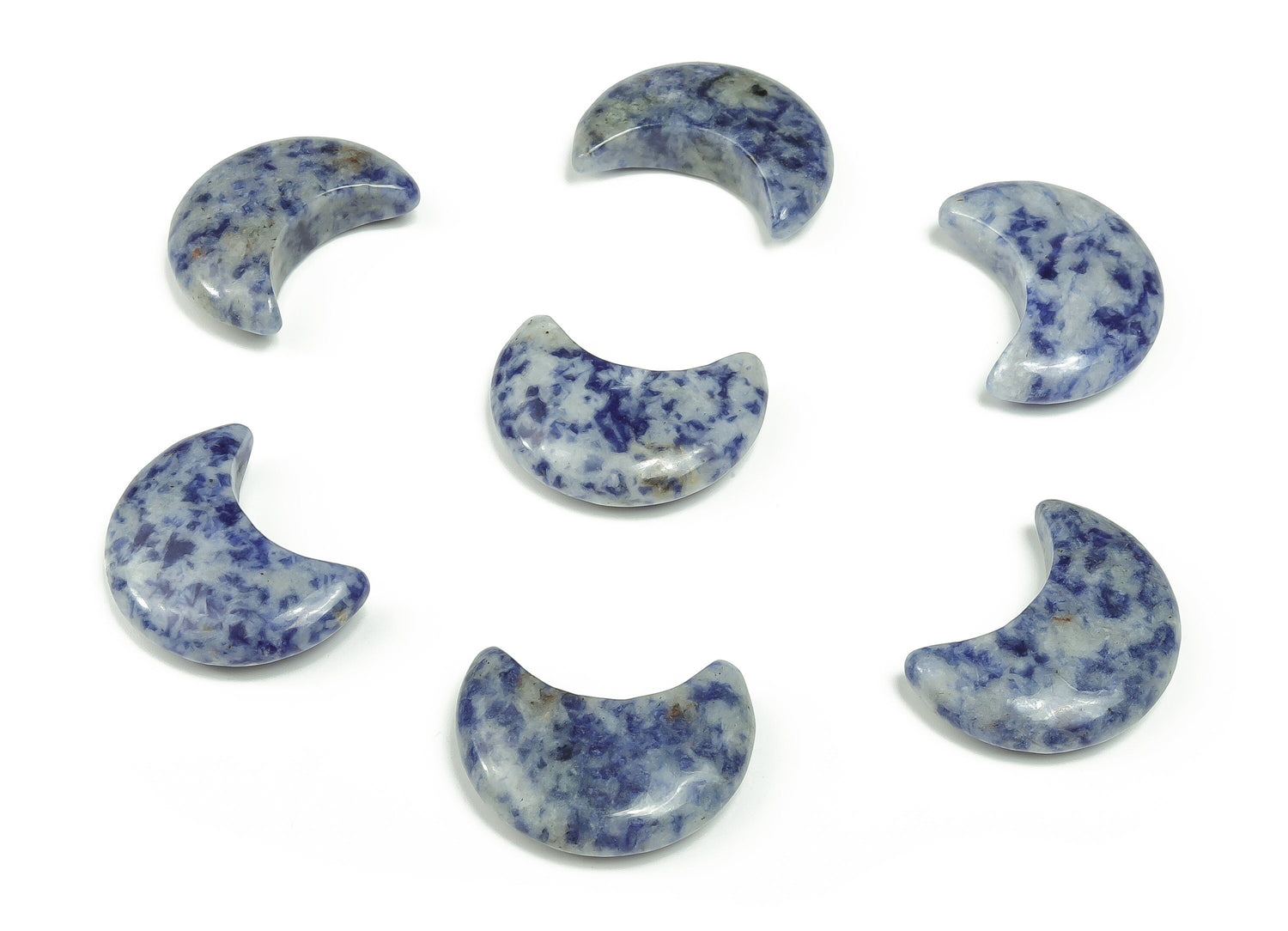 Blue Spot Jasper Gemstone Moon - 30mm - MO1040