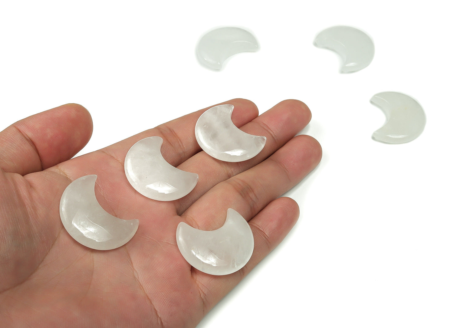 Clear Quartz Gemstone Moon - 30mm - MO1044