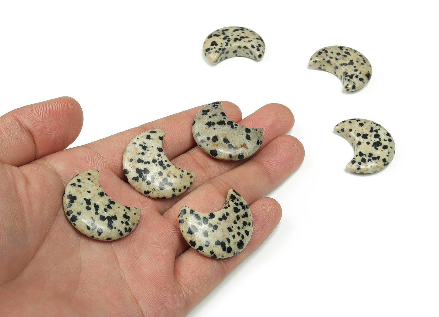 Dalmatian Jasper Gemstone Moon - 30mm - MO1052