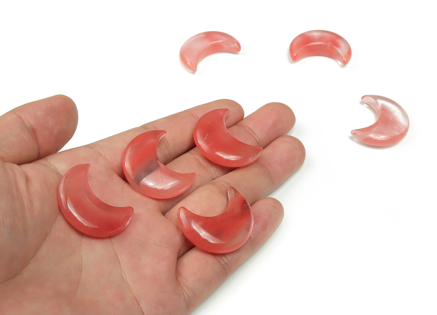 Cherry Quartz Gemstone Moon - 30mm - MO1053