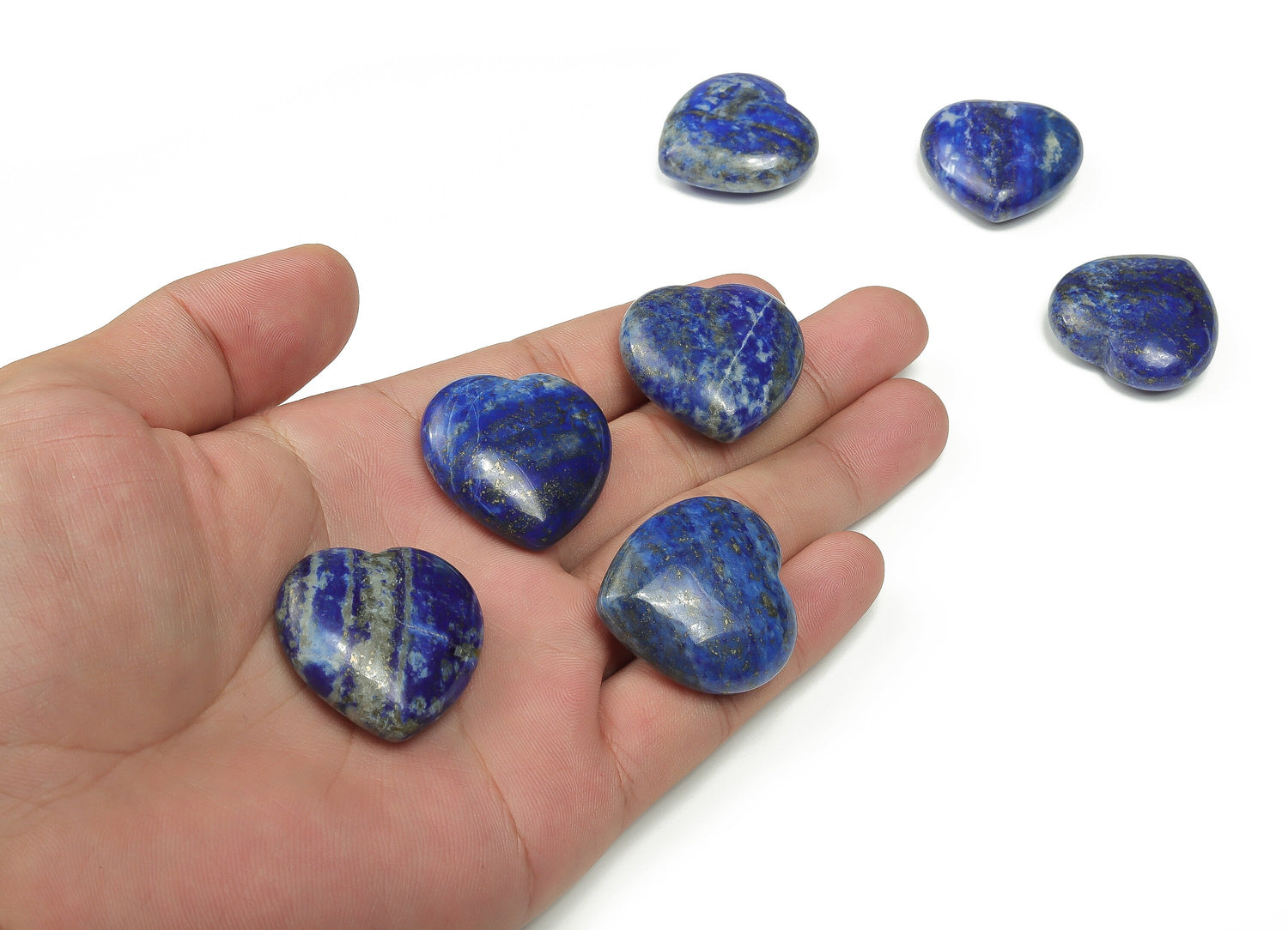 Pierre précieuse en lapis-lazuli en forme de cœur - Pierres de guérison - Cœur sculpté - Pierres naturelles - 3 cm - HE1184