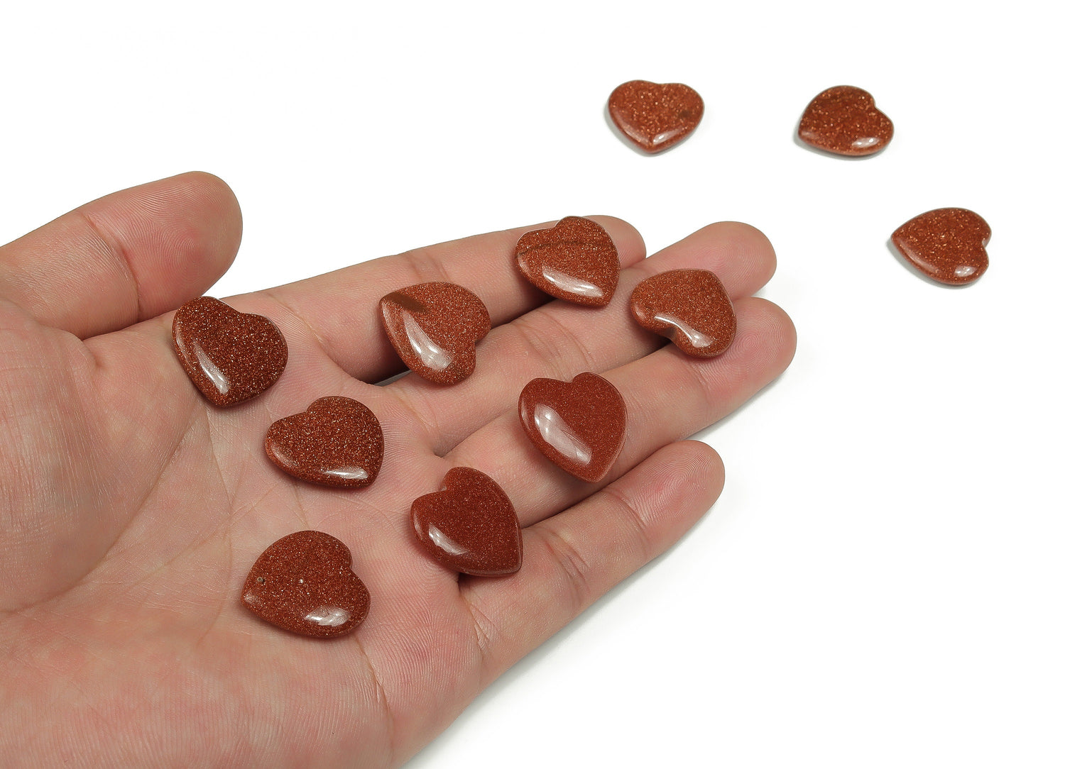 Goldstone Heart Gemstone - 20x20x6mm - HE1054