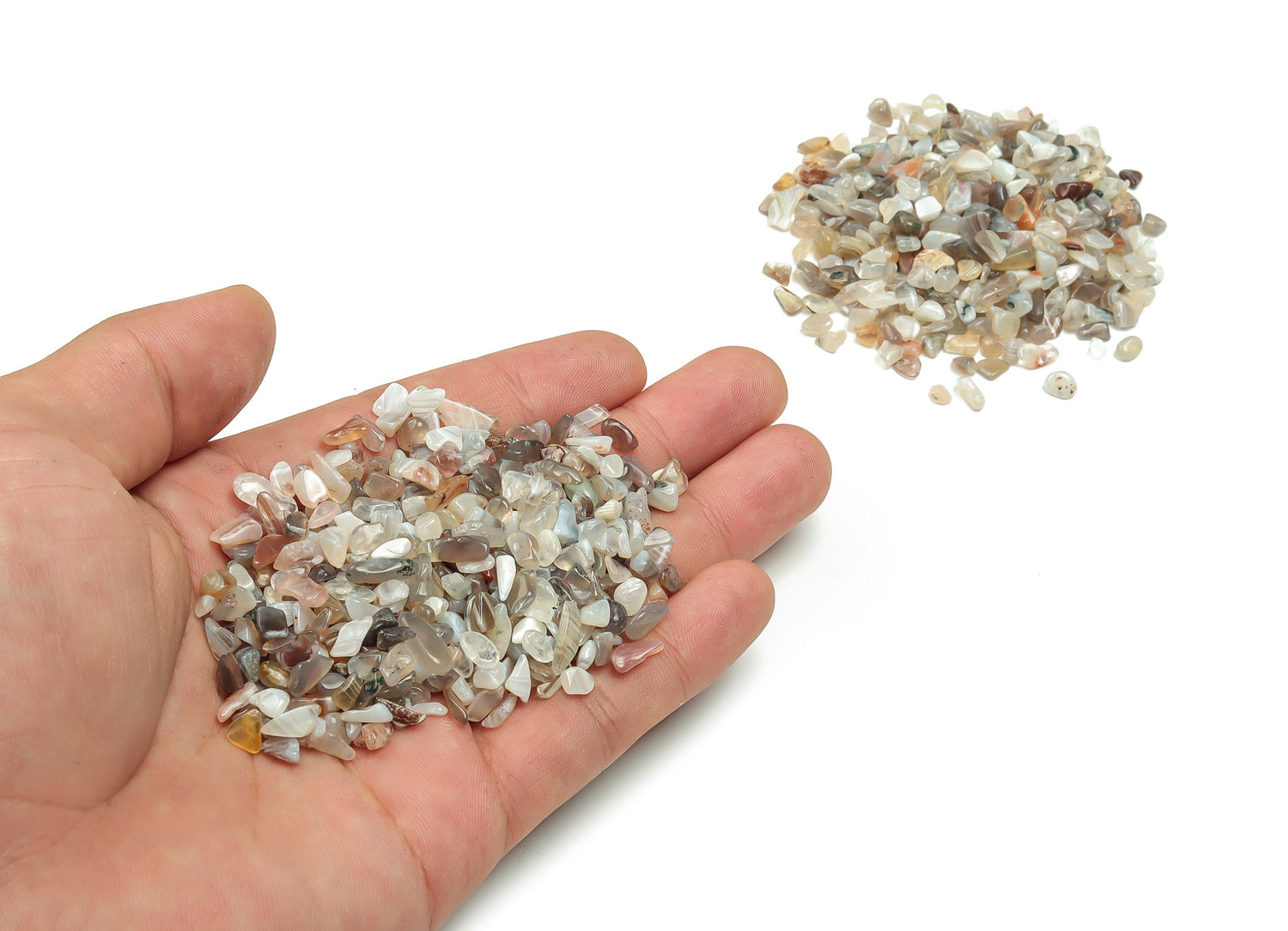 Éclats d'agate du Botswana ?€? Éclats de pierres précieuses ?€? Éclats de cristal semi-polis - Cristal en vrac - 2-6 mm - CP1076