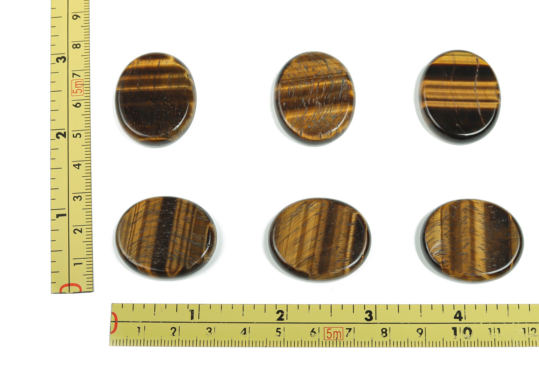 Tiger Eye flat gemstone slab, 30x25x7 mm, showing rich golden-brown chatoyancy and natural stone texture.