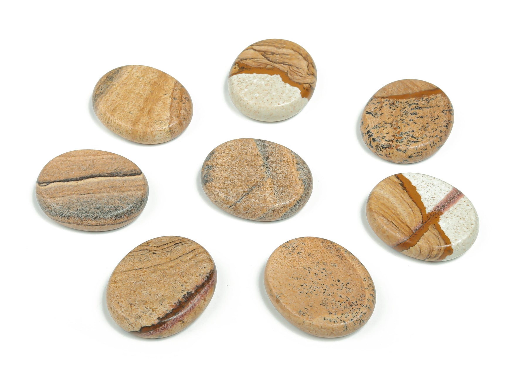 Picture Jasper flat gemstone slab showing natural brown and red patterns, measuring 30x25x7 mm, from GemstoneGO.