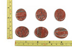 Red sesame jasper flat gemstone slab with natural patterns, measuring 30x25x7 mm, showcasing vibrant red and earthy tones.