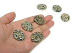 Dalmatian Jasper flat gemstone slab from GemstoneGO, 30x25x7 cm, showcasing unique black and cream spotted patterns.
