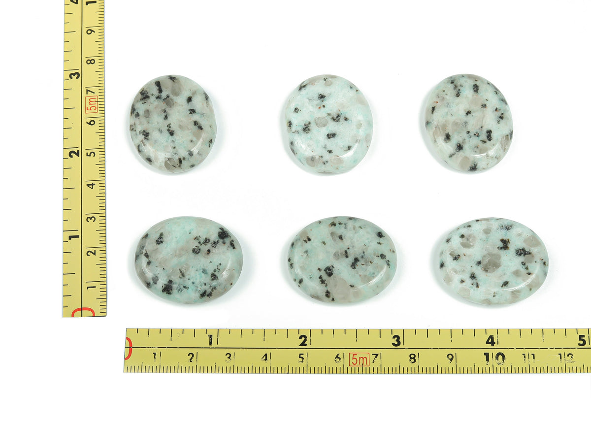 Kiwi Jasper flat gemstone slab from GemstoneGO, measuring 30x25x7 cm, showing vibrant green and brown natural stone patterns.
