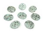 Kiwi Jasper flat gemstone slab from GemstoneGO, showing green and brown patterned crystal with smooth polished surface.