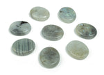Labradorite flat gemstone slab measuring 30x25x7 mm with iridescent surface, from GemstoneGO.