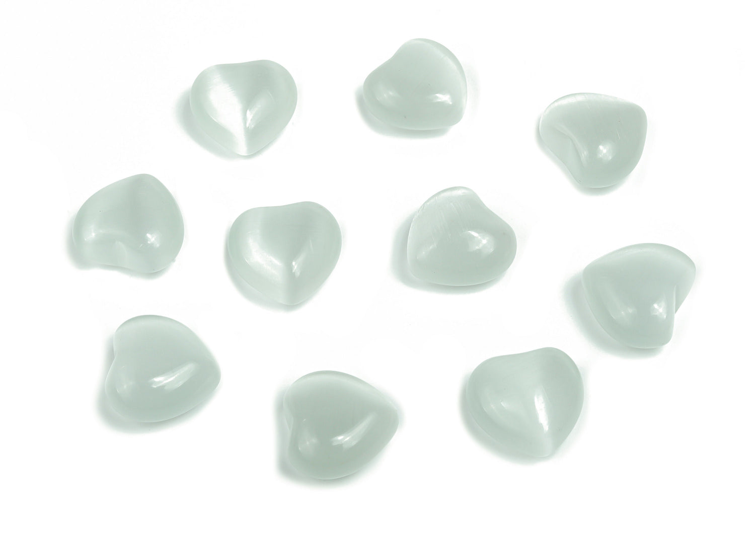 Piedra preciosa Corazón Ojo de Gato Blanco - Con forma de corazón hinchado - 15x15x9mm - HE1026