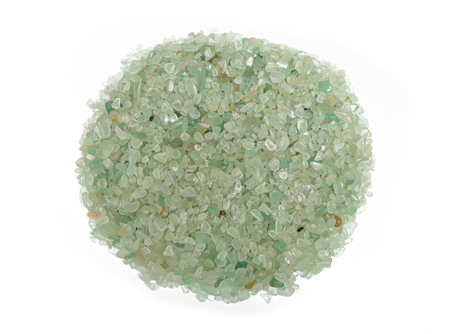 Aventurine crystal chips in semi-tumbled 2-6mm size, natural green gemstone chips from GemstoneGO.