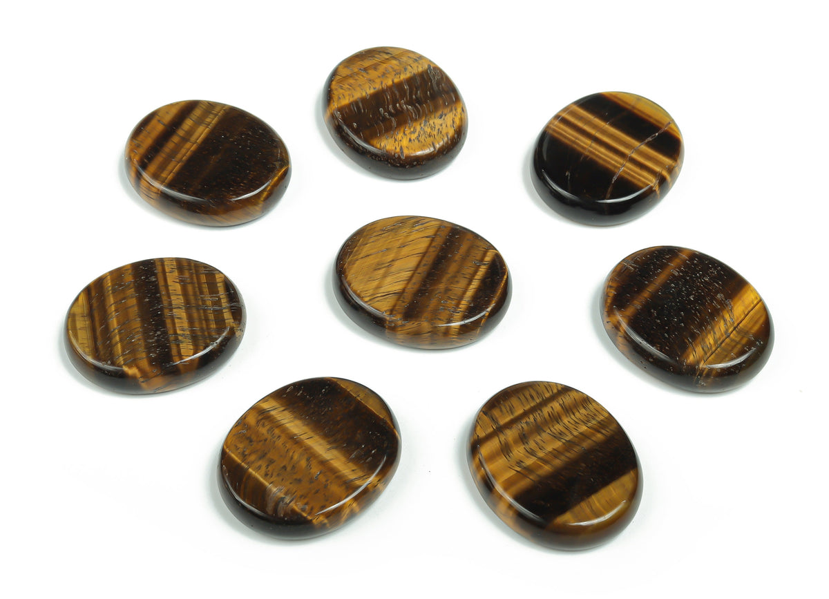 Tiger Eye flat gemstone slab from GemstoneGO, 30x25x7 cm, showcasing rich golden-brown layered crystal with smooth polished surface.