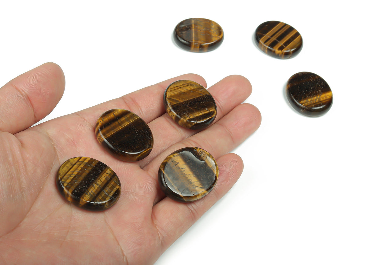 Tiger Eye flat gemstone slab from GemstoneGO, measuring 30x25x7 mm, showcasing its rich golden-brown chatoyancy.