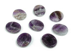Amethyst flat gemstone slab with purple hues, measuring 30x25x7 mm, from GemstoneGO, showcasing polished crystal surface